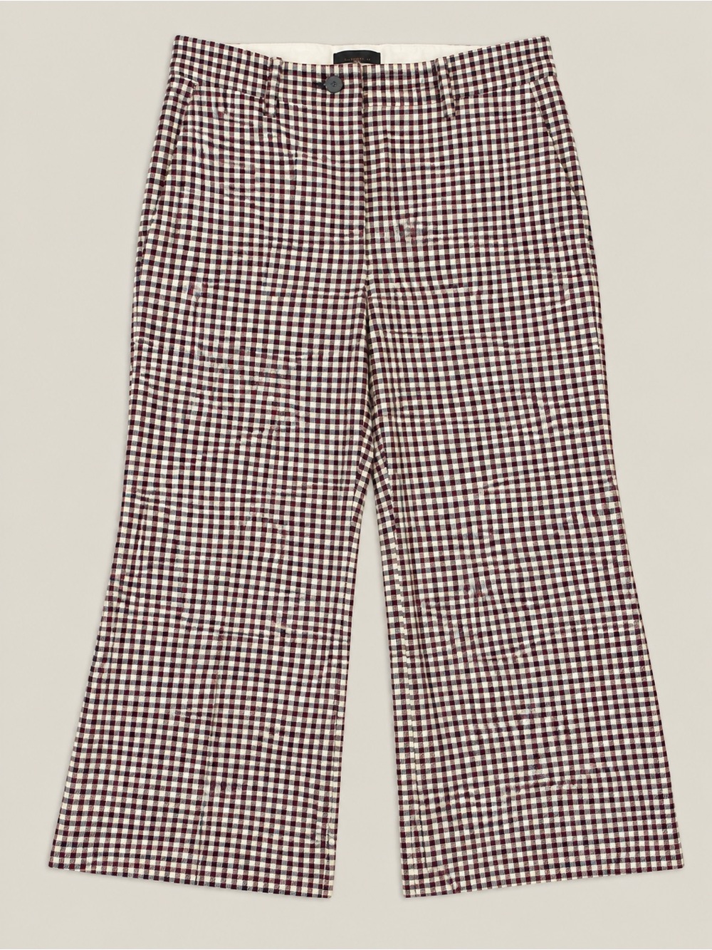 Madewell Size 16 Burgundy Navy Check Wide Leg Pants NWT